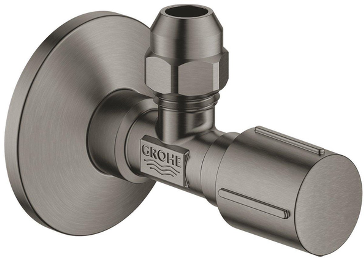 GROHE Hoekstopkraan - knel - 1/2x3/8 inch - met metalen greep - brushed hard graphite (antraciet)