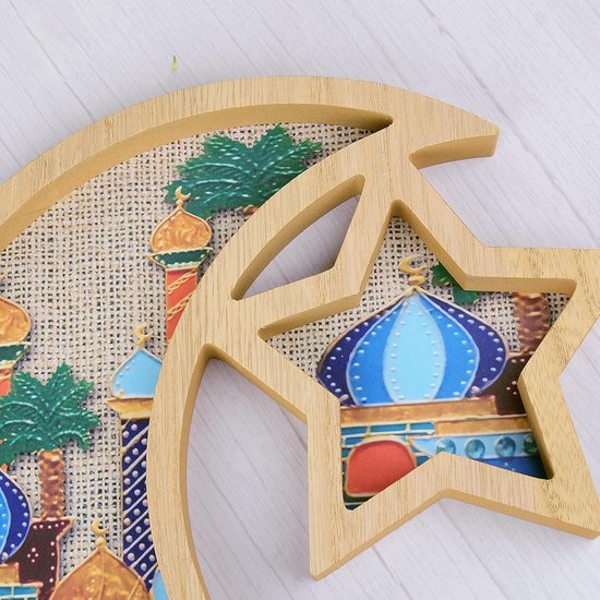Retro Ramadan dienbladdecoratie met halve maan, Eid al-Fitr dienblad
