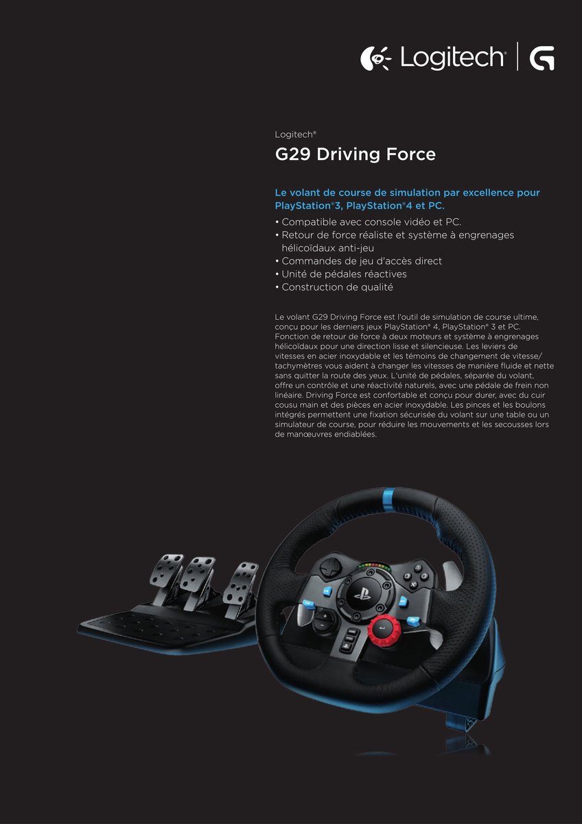 Logitech G 991-000539 game controller Aluminium, Zwart USB Stuur + pedalen + headset PC, PlayStation 4, PlayStation 5, Playstation 3 — cadeau in Games, Films & Muziek - foto 5