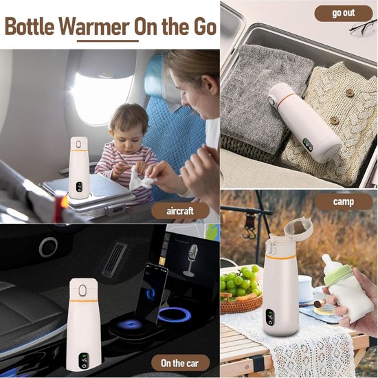 Flessenwarmer onderweg - Draagbare Baby Flessenwarmer - Intelligente Flesverwarmer - Oplaadbaar - Geschikt voor Borstvoeding & Babyvoeding - Draadloos te gebruiken om je melk op temperatuur te houden of krijgen van Merkloos — afbeelding 2