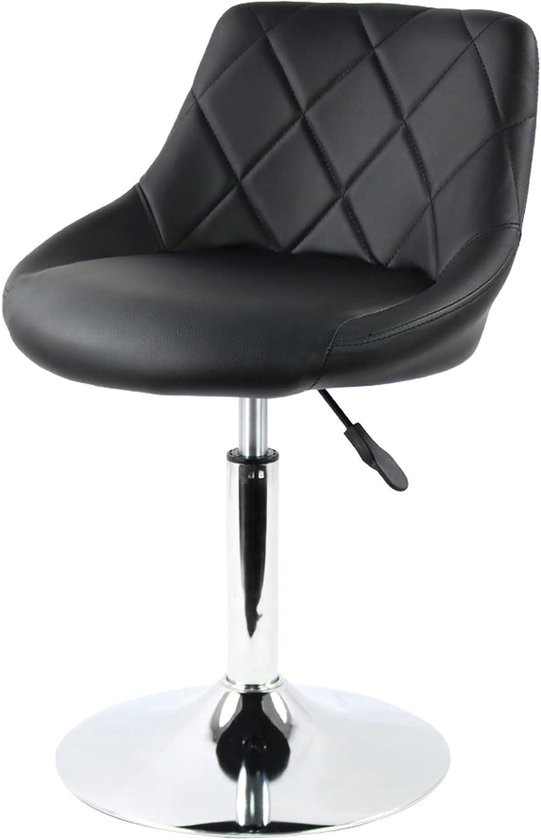 WOLTU Verstelbare kruk, stoel met rugleuning van kunstleer, draaibaar, zitting 42-58 cm, grijs, BH241gr-1