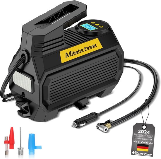 Delgeo S9 Draagbare Luchtcompressor – 6000 MAh Accu, 0,1–10,3 Bar (3–150 Psi), 4 Modi, LED-verlichting, Type-C Oplaadbaar, Voor Auto, Fiets, Motor En Opblaasbare Objecten