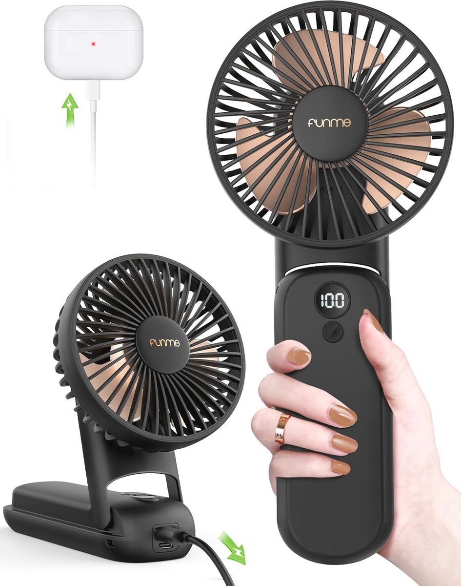 Draagbare Accu-Powerbank Handventilator met 35 Uur Sterke Wind - Opvouwbare Multifuntionele Bureauventilator 2024