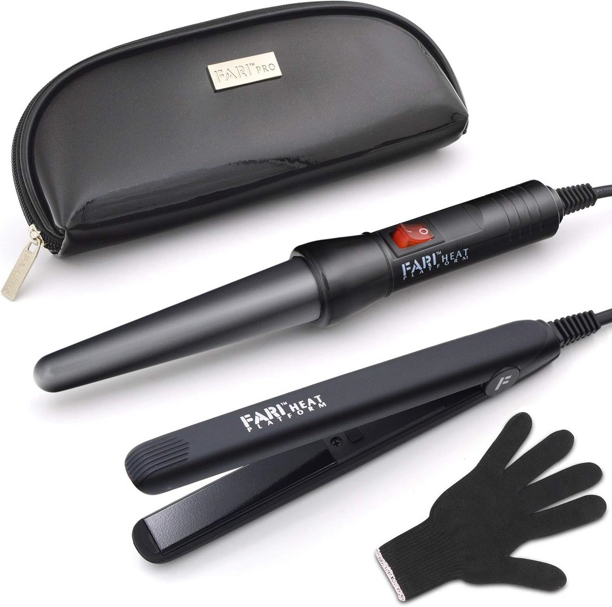 Reis krultang en stijltang 2-in-1 | Keramische mini styler met hittebestendige handschoen en reisetui