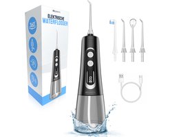 BELLAVITA ® Waterflosser - Draadloos - Tandsteen Verwijderaar - 9 Standen - 300ml - 4 Opzetstukken - Monddouche - Flosapparaat - Flosapparaten - Zwart - Gebit - Tanden