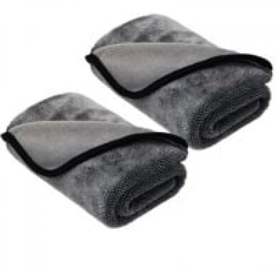 2 stuks - Microvezeldoek - drooghanddoek - drying towel - Droogdoek - Schoonmaak handdoeken - 40*40 cm - 600 g/m² - grijs - Absorberende - voor douche, badkamer en Auto Wassen