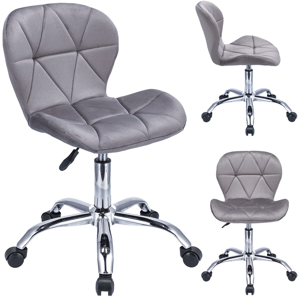 ENDO Fluweel Grijze Bureaustoel - afbeelding 2