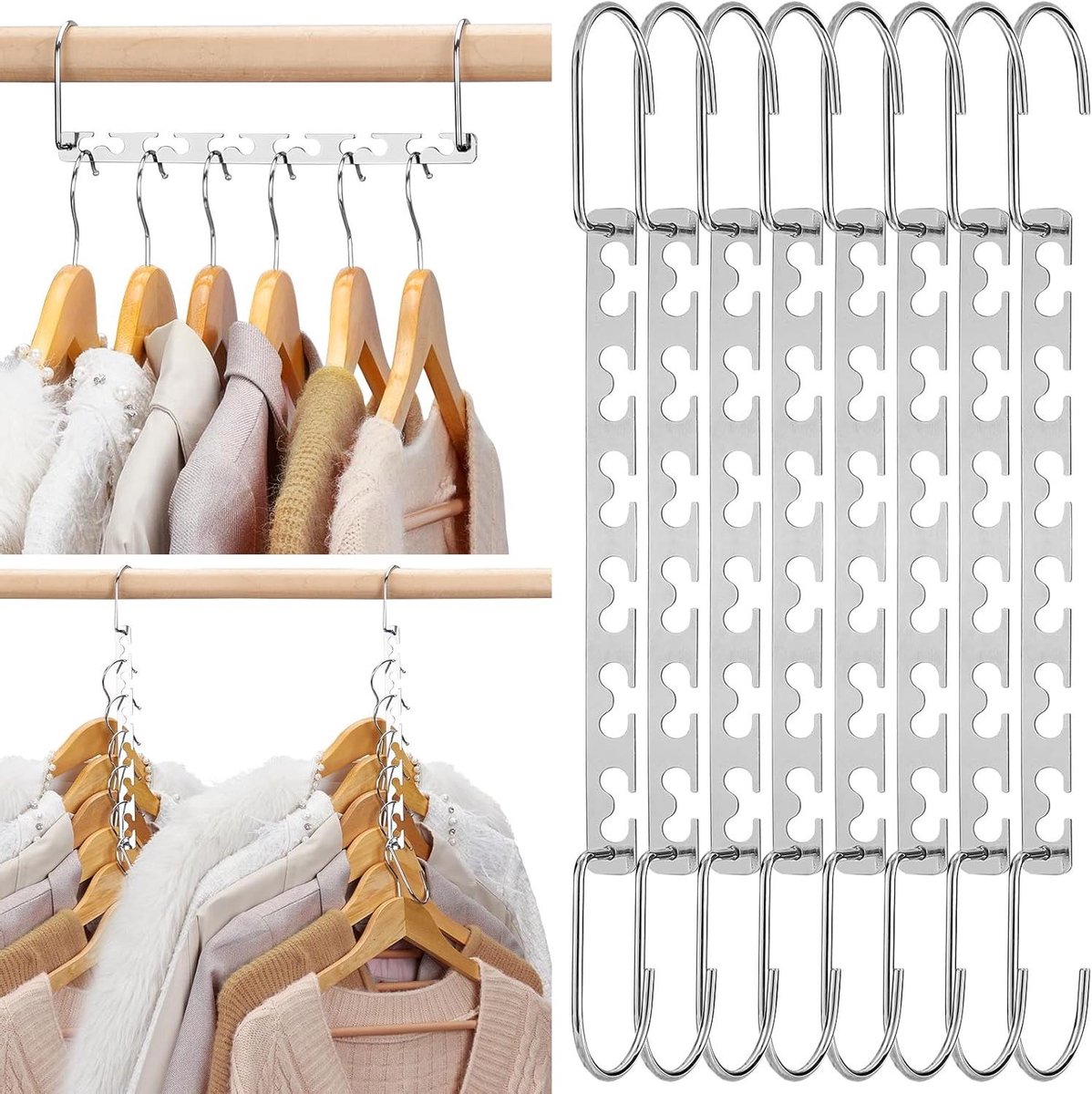 Ruimtebesparende Kledingkast Hangers - Zware Chrome Hangers - 4 stuks