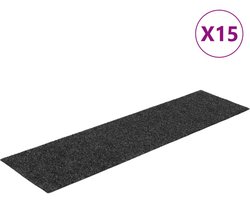 vidaXL Trapmatten - Zelfklevend - 15 stuks - Antraciet Trapmatten - Antislip Matten - Trappen Bekleden - Vloerbedekking Trap - Loopvloer Trap