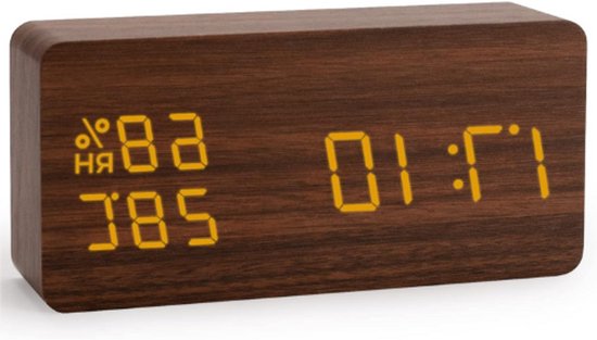 HOMVILLA Digitale wekker met adapter, 2 alarmen, USB-oplaadpoort, 0-100% dimmer, 90-120 dB volume, sluimerfunctie, digitale klok voor bureau, slaapkamer, nachtkastje