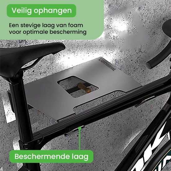 Lightyourbike ® BASE - Fiets ophangsysteem - Fiets ophangbeugel - Fiets muurbeugel - Fiets ophangsysteem muurbeugel - Zwart van Lightyourbike — afbeelding 2