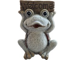 kikker beeldje welkom 16cm