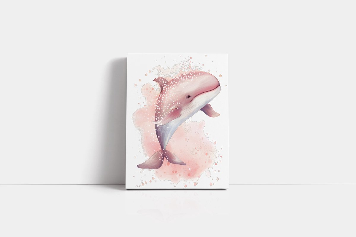 Canvas Zeemeermin - Walvis - kinderkamer canvas - 40 x 60 cm - Zeemeerminnen thema - meisjeskamer - kinderkamer kunst