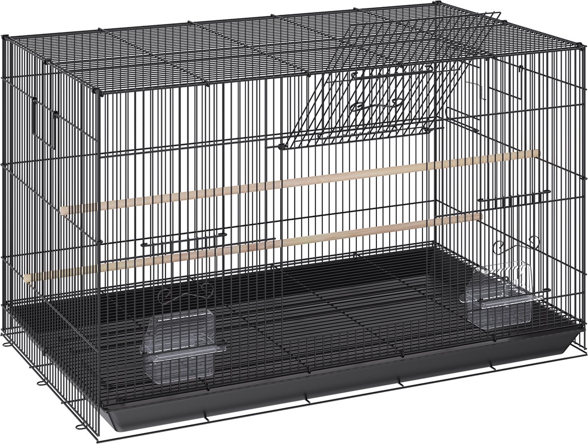 VEVOR Vogelvolière 76x46x45,5cm Vogelkooi Gemaakt van Q195 Koolstofstaal Vogelhuis voor 2-3 Middelgrote tot Grote Vogels Volière met Veiligheidsdeur Vogelhuis Vogelbouwer Zwart thumbnail 2