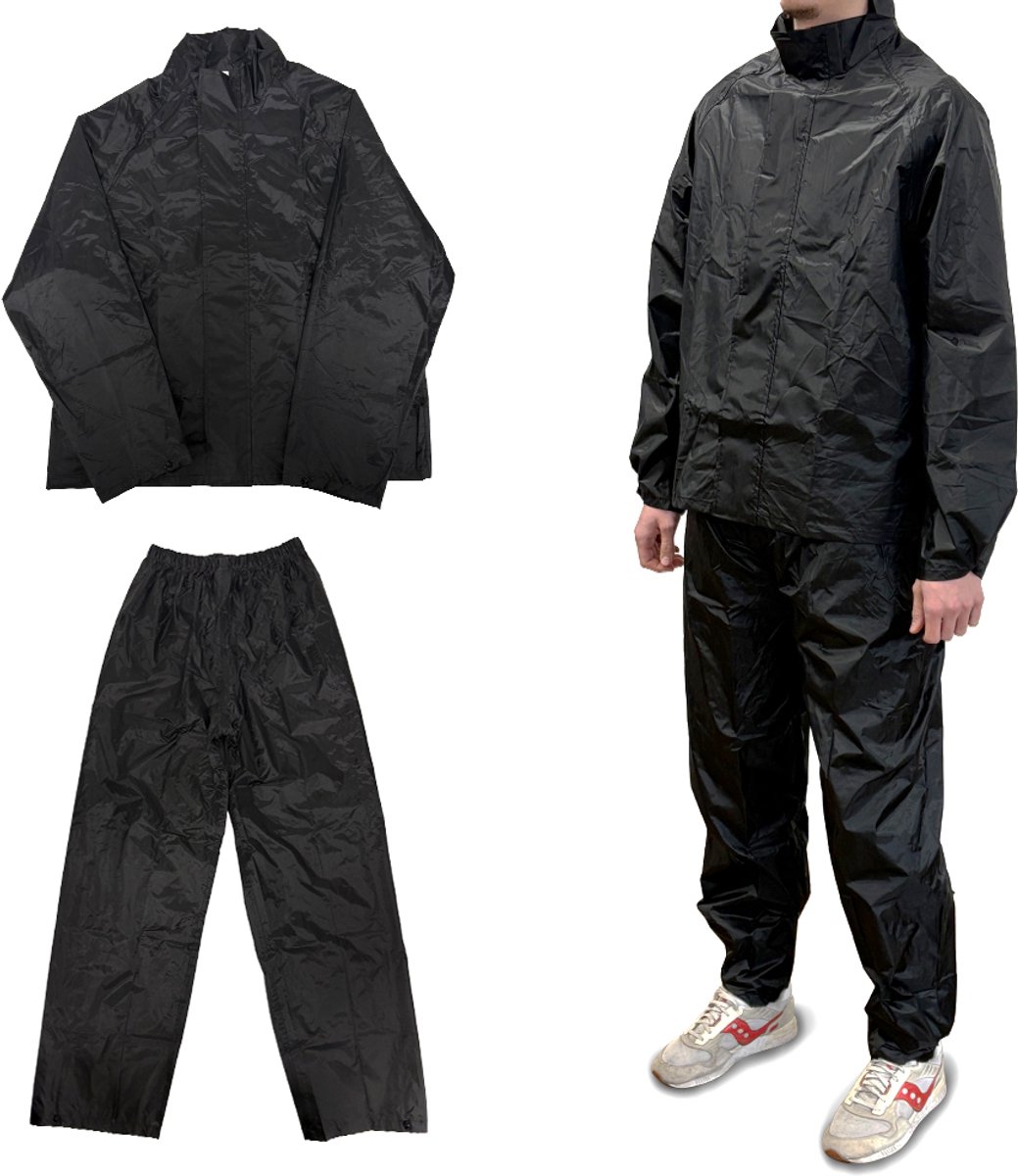 Maxxcovers Regenpak - Maat S - Unisex - Inclusief opbergtas - Ademend - Waterdichte Rits - Verstelbare Mouwuiteinden - Getapete naden - Zwart
