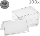Joya Party® Lot de 100 marque-places pour table dressée de 100 pièces pour un mariage ou une Fête | Cartes de table Argent avec Wit | Marque-places de table