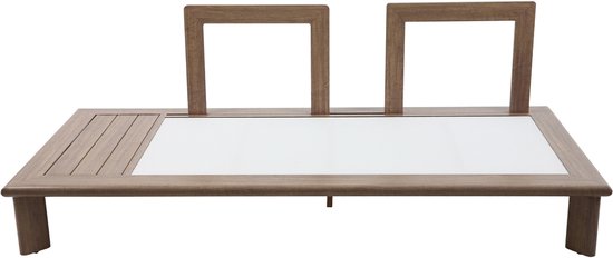 AXI Avery Salon de Jardin, angle, table basse, aspect bois, beige – Salon de jardin avec table - Structure en aluminium thermolaqué - 5 personnes