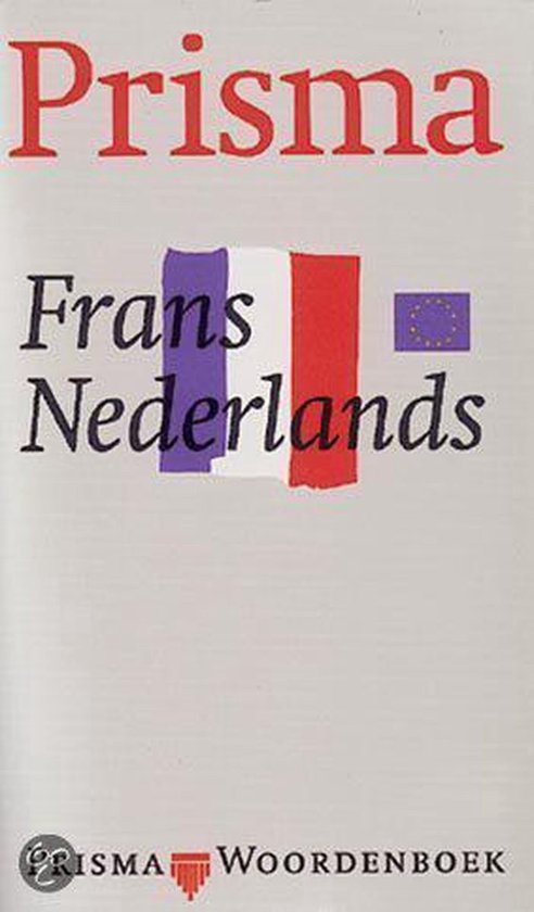 Prisma Frans Nederlands woordenboek met Franse en Nederlandse vlag en EU-logo.