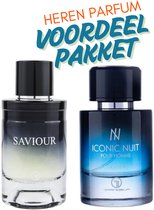 Duo Set Parfum - ICONIC NUIT, 100ml + SAVIOUR, 100ml - Valentine, Vaderdag, Herenparfum, Valentijn, parfum voor heren, parfum heren, parfum mannen, valentijn cadeautje voor hem, valentijnsdag voor mannen