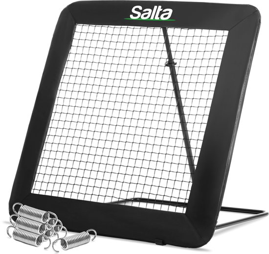 Salta Motion - 124 x 124 cm - Vrij verstelbaar - Rebounder / Kickback / Tchouk / Bouncer - Inclusief grondankers en stalen veren voor sterke bounce - Zwart - Voetbal rebounder / handbal / volleybal - Training