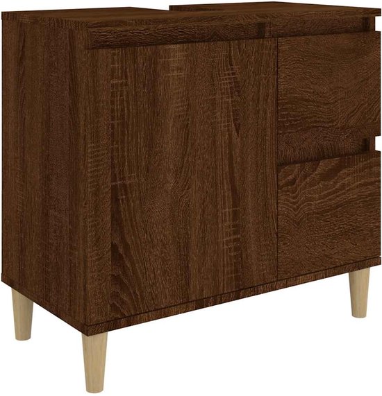 Wastafelkast 65x33x60 cm bewerkt hout zwart eikenkleurig kopen