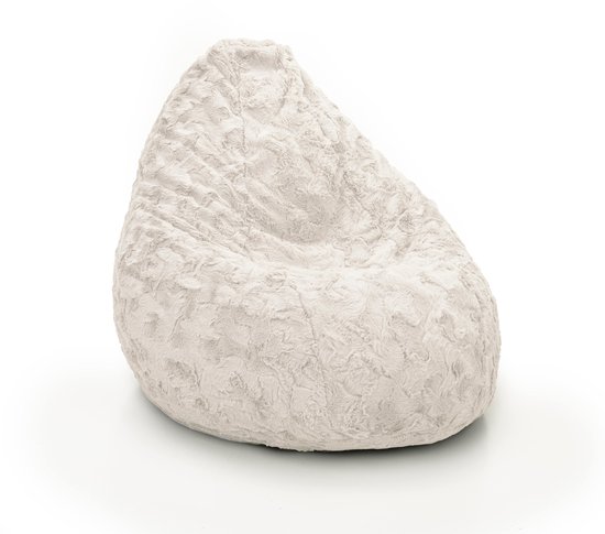 Drop & Sit - pouf compact - aspect fourrure stylé - blanc - 180L - confort ultime