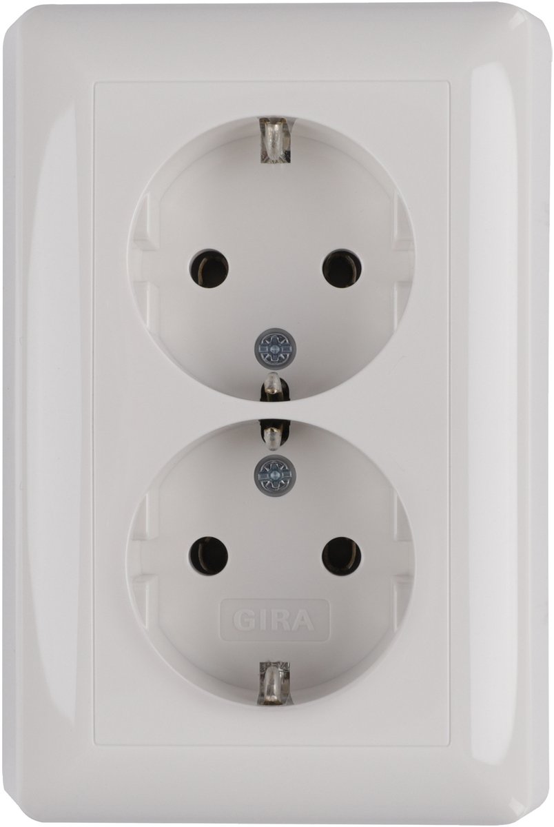 Gira ST55 Inbouw Dubbel Geaard Stopcontact Wit