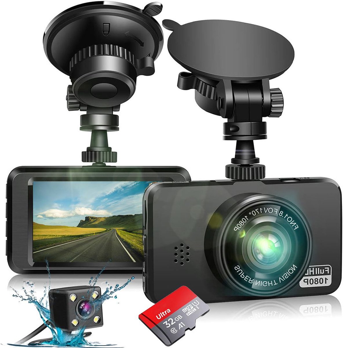 ApexArte® Dual Dashcam - Dashcam voor Auto - Dashcams - Zwart
