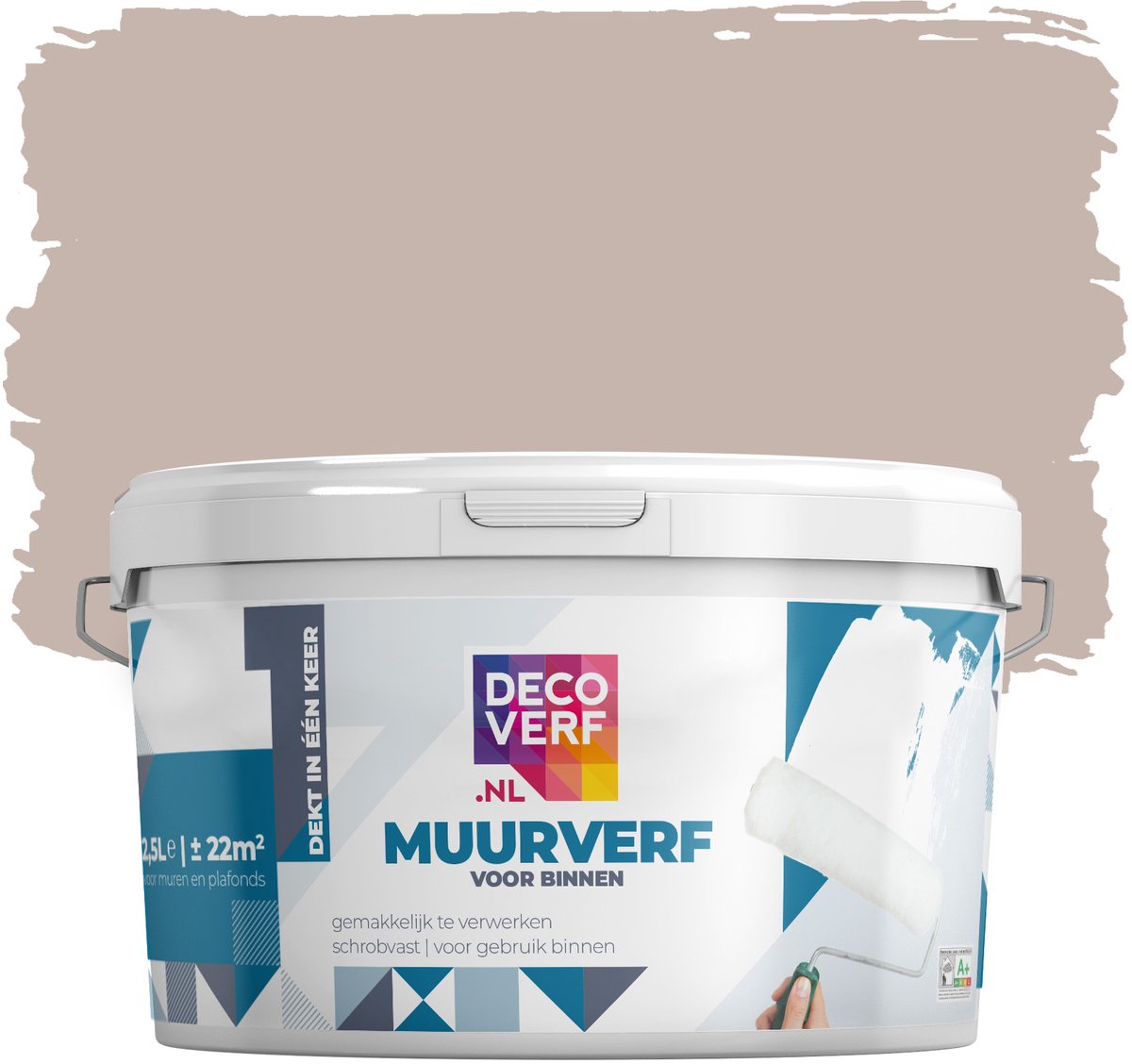 Decoverf muurverf mat warmbeige, 2.5L