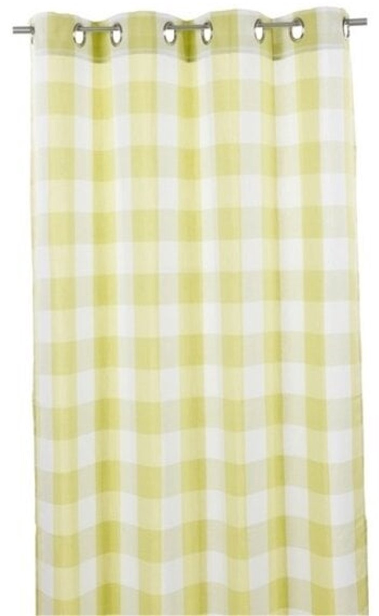 2LIF Marbella gordijn geel geblokt 140 cm x 260 cm geel, wit