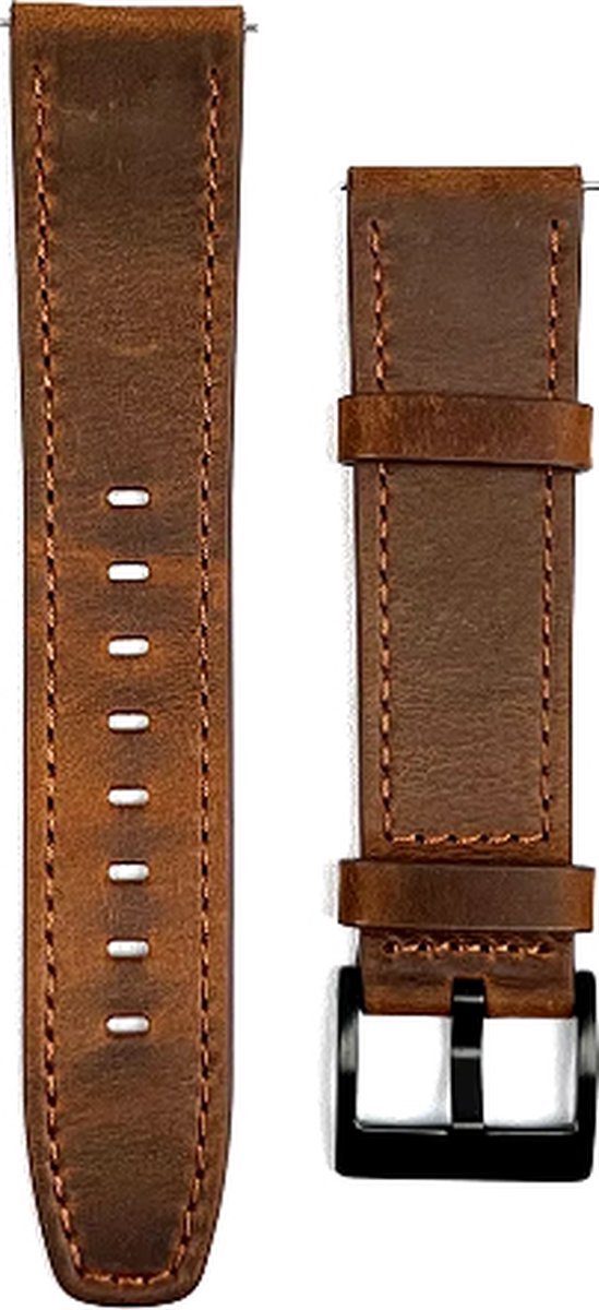 Scoby - Horloge Bandje - Geschikt voor Garmin Vivoactive 3 - Donkerbruin - 42 mm - Luxe