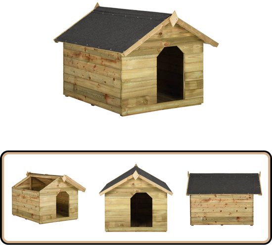 vidaXL Hondenhok groen met opklapbaar dak buiten Hondenhok - Hondenhuis - Buitenverblijf Hond - Hondenverblijf - Houthok