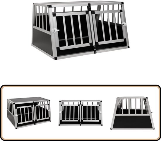 vidaXL Hondenbench - Aluminium - 89x69x50 cm - Zilver Hondenbench - Hondenkooi - Transportbench - Hondenvoertuig - Reizen Met Hond
