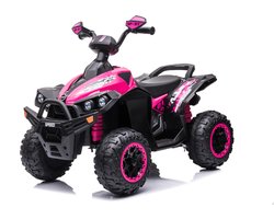 Elektrische Quad 12V voor kinderen - Elektrische kinder quad accu - accu quad - Accuvoertuigen - Rubberen banden - Leder zitje - Roze