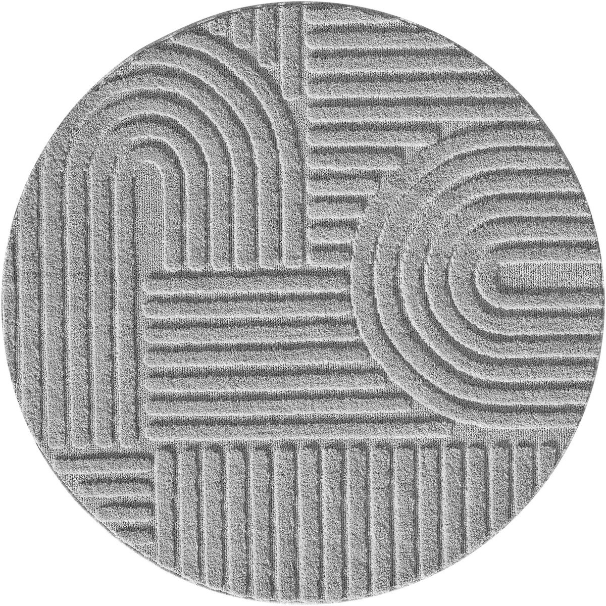 Muratap Japandi ART - Rond Vloerkleed Boho - Scandinavisch - Laagpolig Effen - Grijs- 80 CM Ø