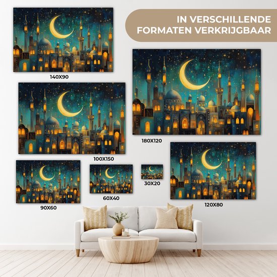 Peinture sur toile 120x80 cm - Décoration murale islamique - Mosquée - Ramadan - Islam - Décoration murale salon - Décoration chambre - Accessoires chambre - Peintures sur toile