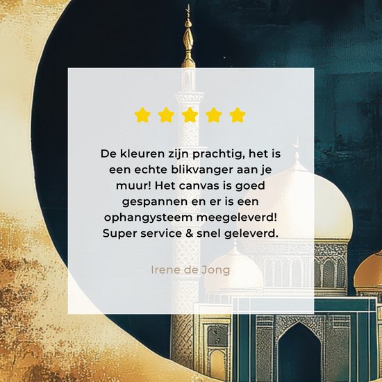 Peinture sur toile 120x80 cm - Décoration murale Mosquée - Croissant de lune - Or - Ramadan - Islamique - Décoration murale salon - Décoration chambre - Accessoires chambre - Peintures sur toile