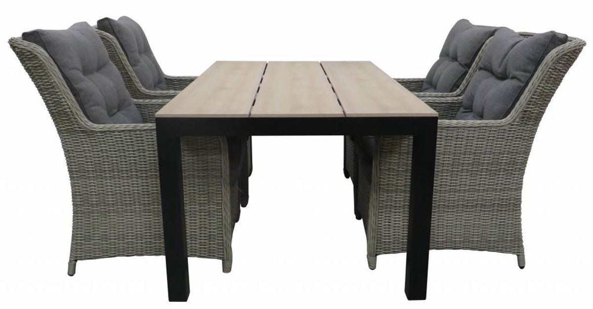 Tuinset met 4 Dublin tuinstoelen en 160 of 180cm Cyprus tuintafel (hout)
