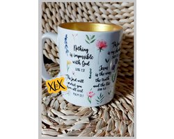 Bedrukte mok met bijbelse teksten, Mok met tekst, Bedrukte mok, Cadeau, Geloof, XLX®
