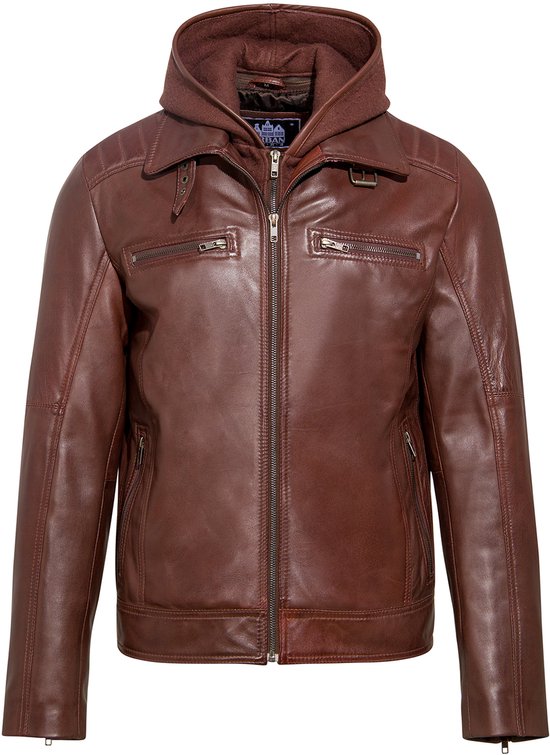 Urban 5884® - Taille Comfort - Mika - Veste femme - Fermeture symétrique A - Cuir' agneau - Rouge - Taille 48