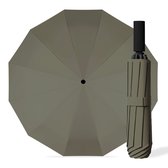Bol.com Kaaiman® Stormparaplu Opvouwbaar - Grijs - Groen - 12 Panelen - Windproof - UV bescherming - Paraplu - 1 Knop bediening ... aanbieding