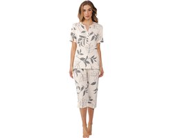 Pastunette Premium Pyjama Leaf Shadows - Viscose - Beige/Grijs - Maat 44