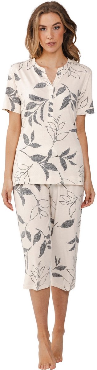 Pastunette Premium Pyjama Leaf Shadows - Viscose - Beige/Grijs