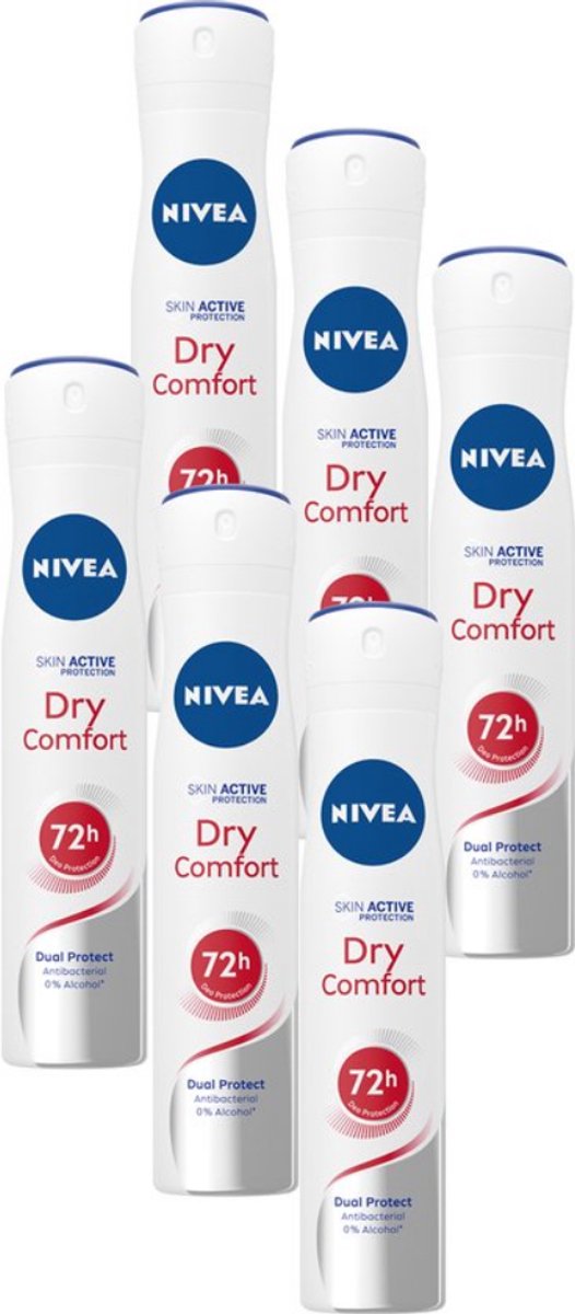 Nivea Deospray – Dry Comfort - 6x250 ml - Voordeelverpakking - Spray