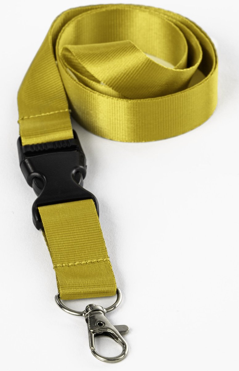 Ecorare® - 10 stuks Sleutelkoord - Kliksluiting - Lanyard - Keycord - Geel - 50 cm