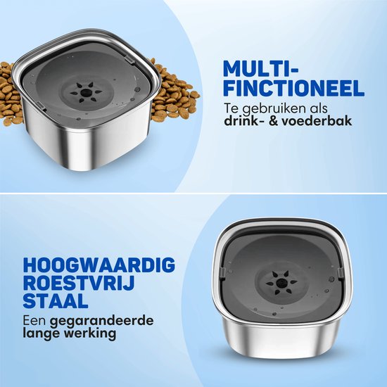Vulpes Goods® Abreuvoir Chien - Abreuvoir pour Chiens - Anti Mess - Réduit les Baveurs - Acier Inoxydable - On the Bébé en route - 3L