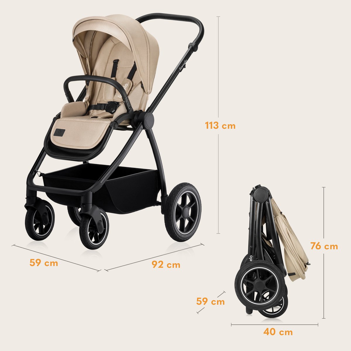 Lionelo Meril 2in1 Kinderwagen met All-Terrain Wielen - afbeelding 3