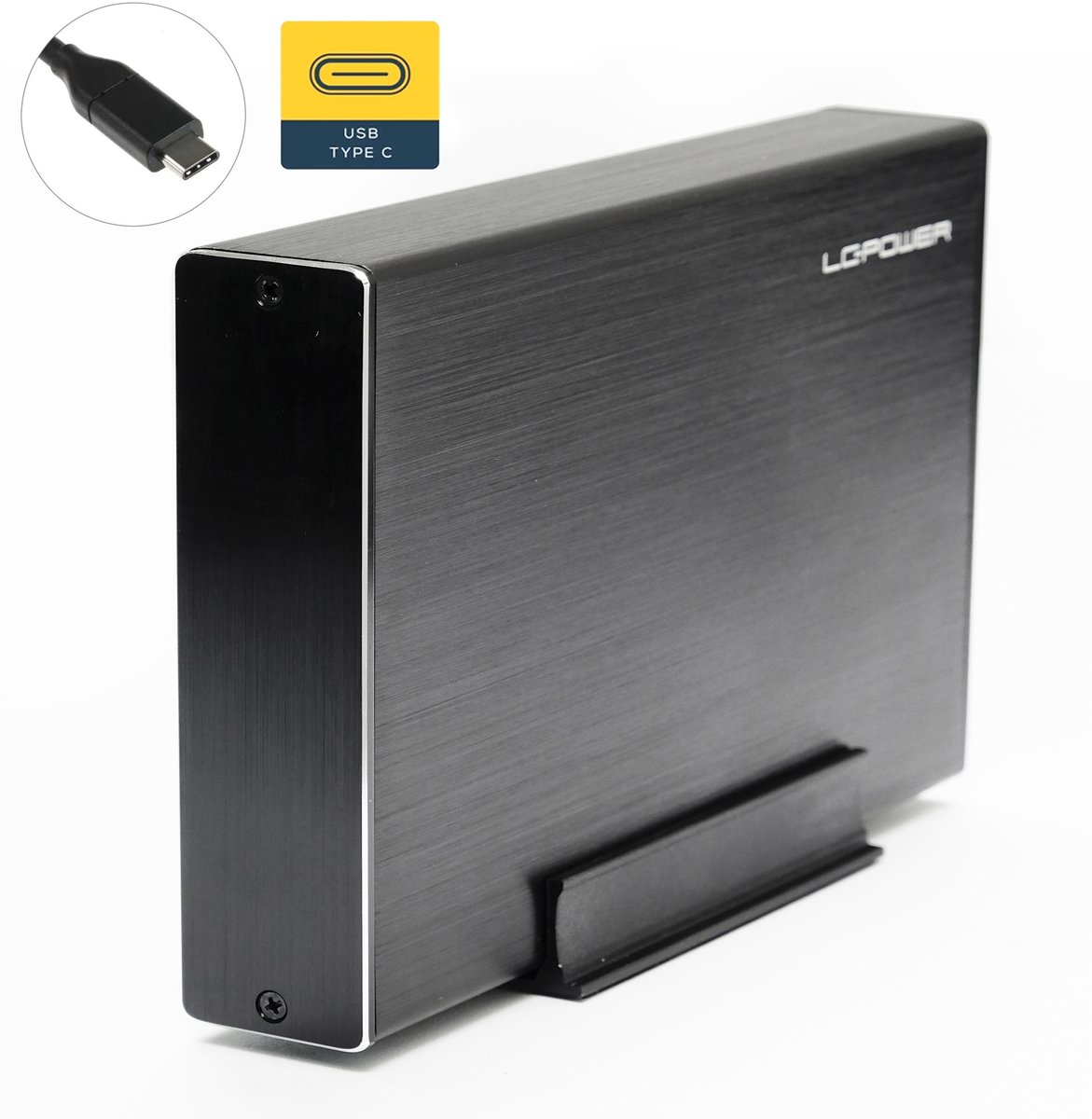 USB-C 3.2 Gen. 2x1 - USB-C up to 10 Gb/s - Externe Harde Schijf Behuizing voor 3.5'' inch SATA HDD I/II/III - Capaciteit HDD tot 22TB