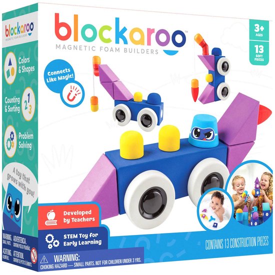 Blockaroo raceauto box- zacht magnetisch speelgoed- magnetisch speelgoed-peuter speelgoed-speelgoed 3 jaar/4jaar/5jaar- speelgoed jongens en meisjes- badspeelgoed