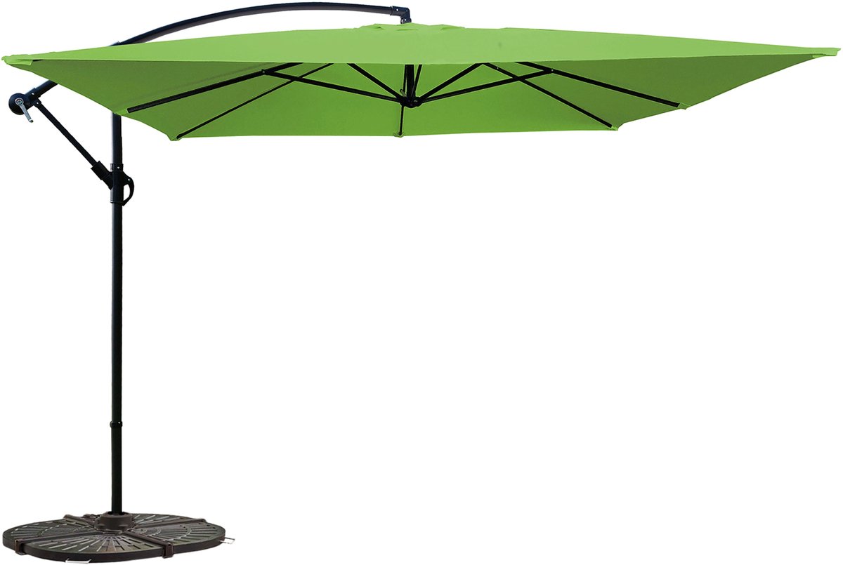 Oviala 3x3m Adjustable Parasol with 4 Green Weight Plates